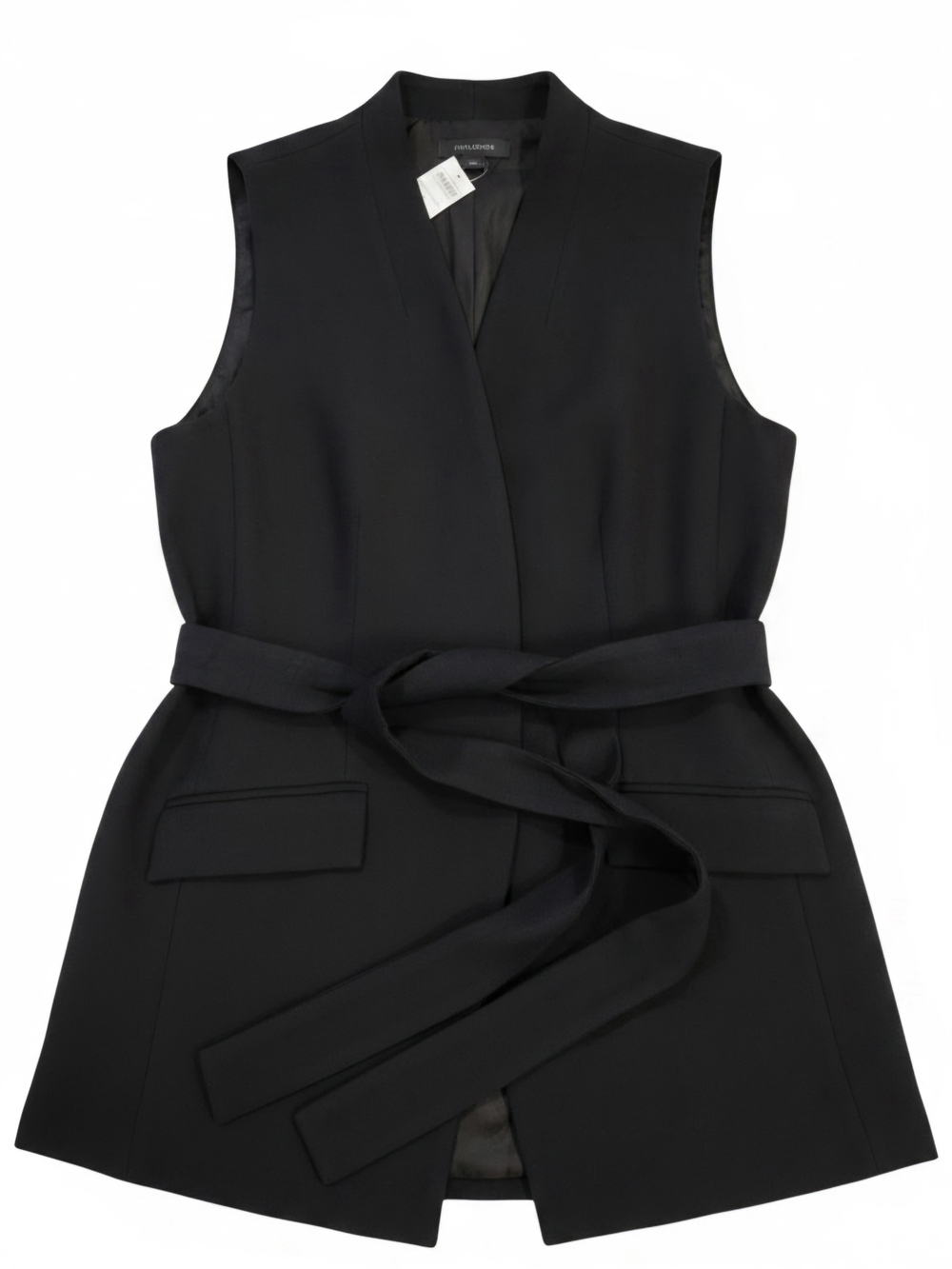 Ann Taylor Black Sleeveless Tie-Waist Vest 10P Buisness Preppy Classic